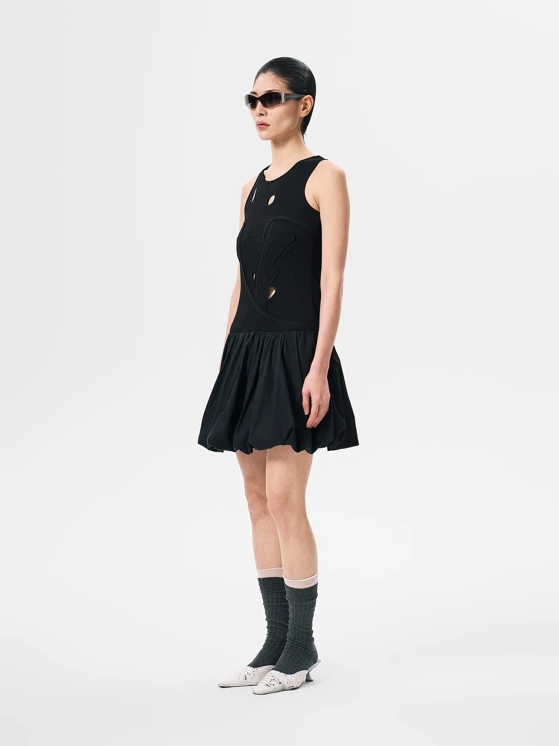 Feng Chen Wang Ribbed Jersey kjole cut-out tulip