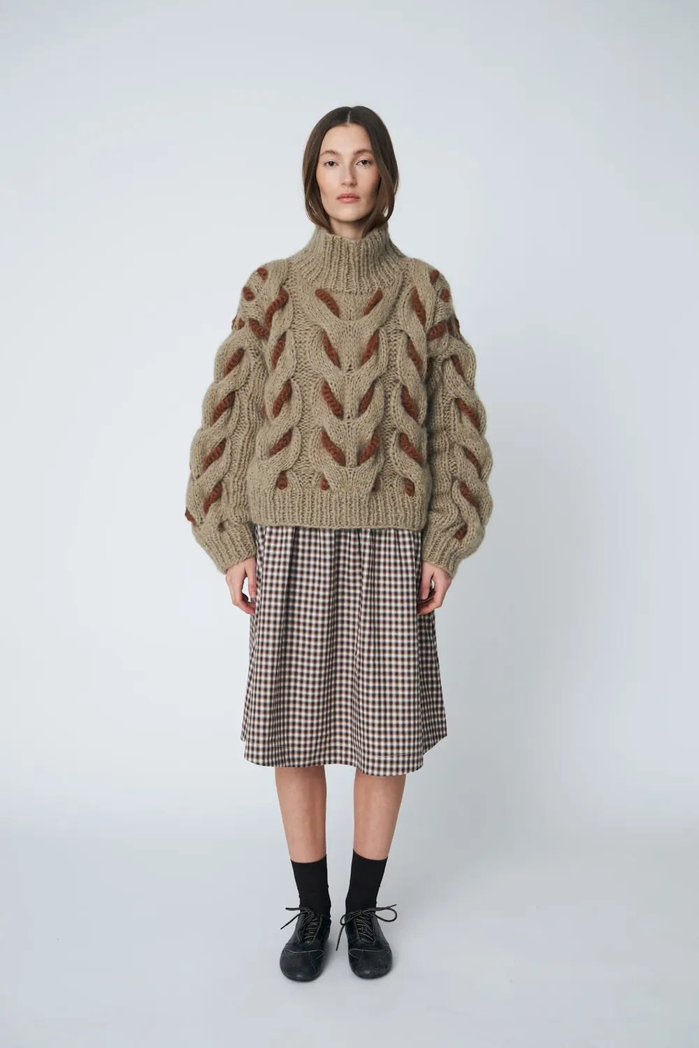 DAWNXDARE Honey strikpullover 592 khaki kabelstrik