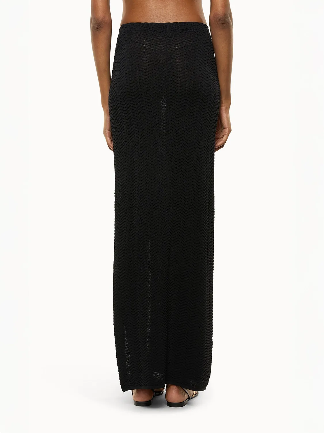 Laneus Long Knitted Skirt strikskørt sort slids