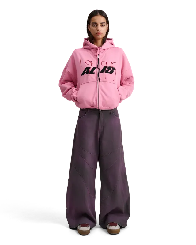 Alis Shen cropped hoodie lyserød lynlås