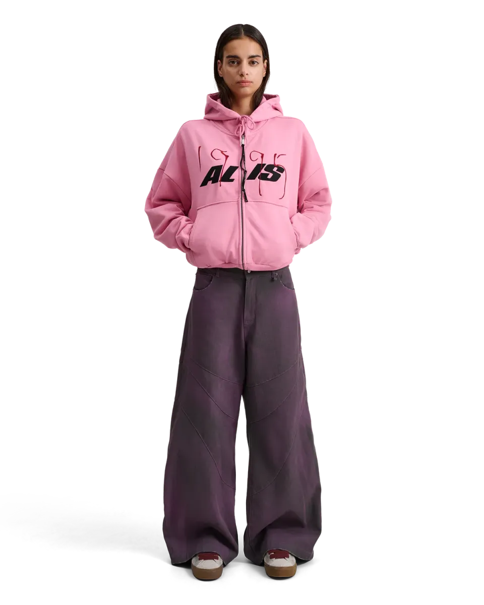 Alis Shen cropped hoodie lyserød lynlås