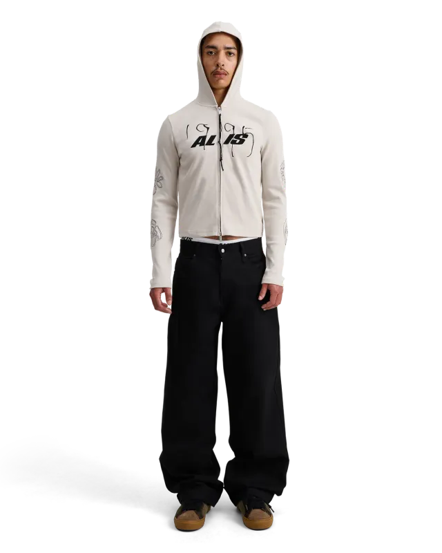 Alis Nortey hoodie med lynlås Off White rib
