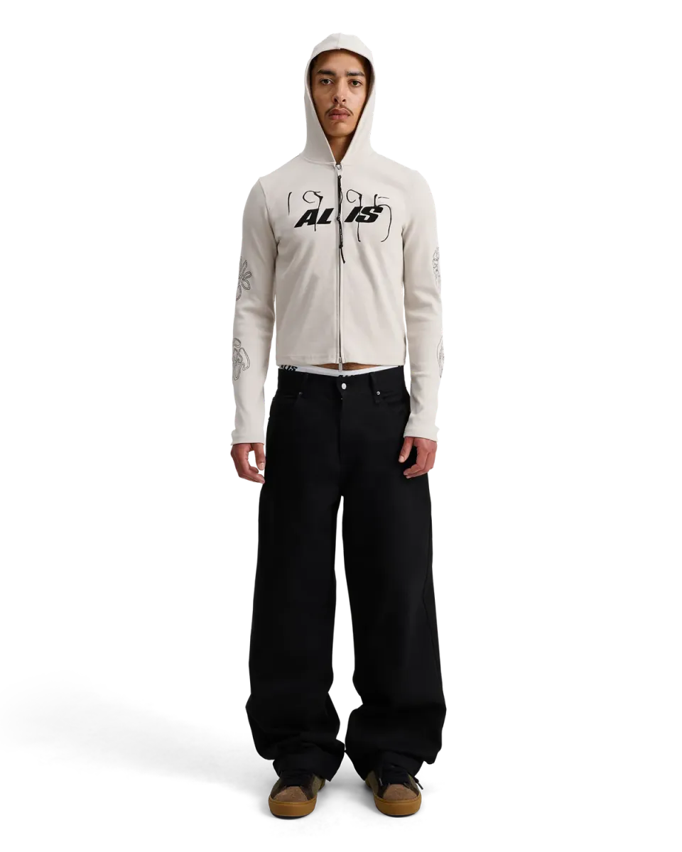 Alis Nortey hoodie med lynlås Off White rib