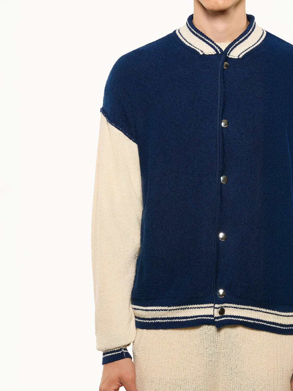 Laneus Cashmere and Silk Knit Bomber bomberjakke blå