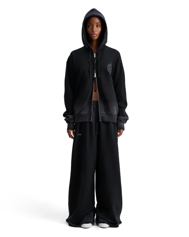 Alis Aaron oversized zip-hættetrøje sort bomuld