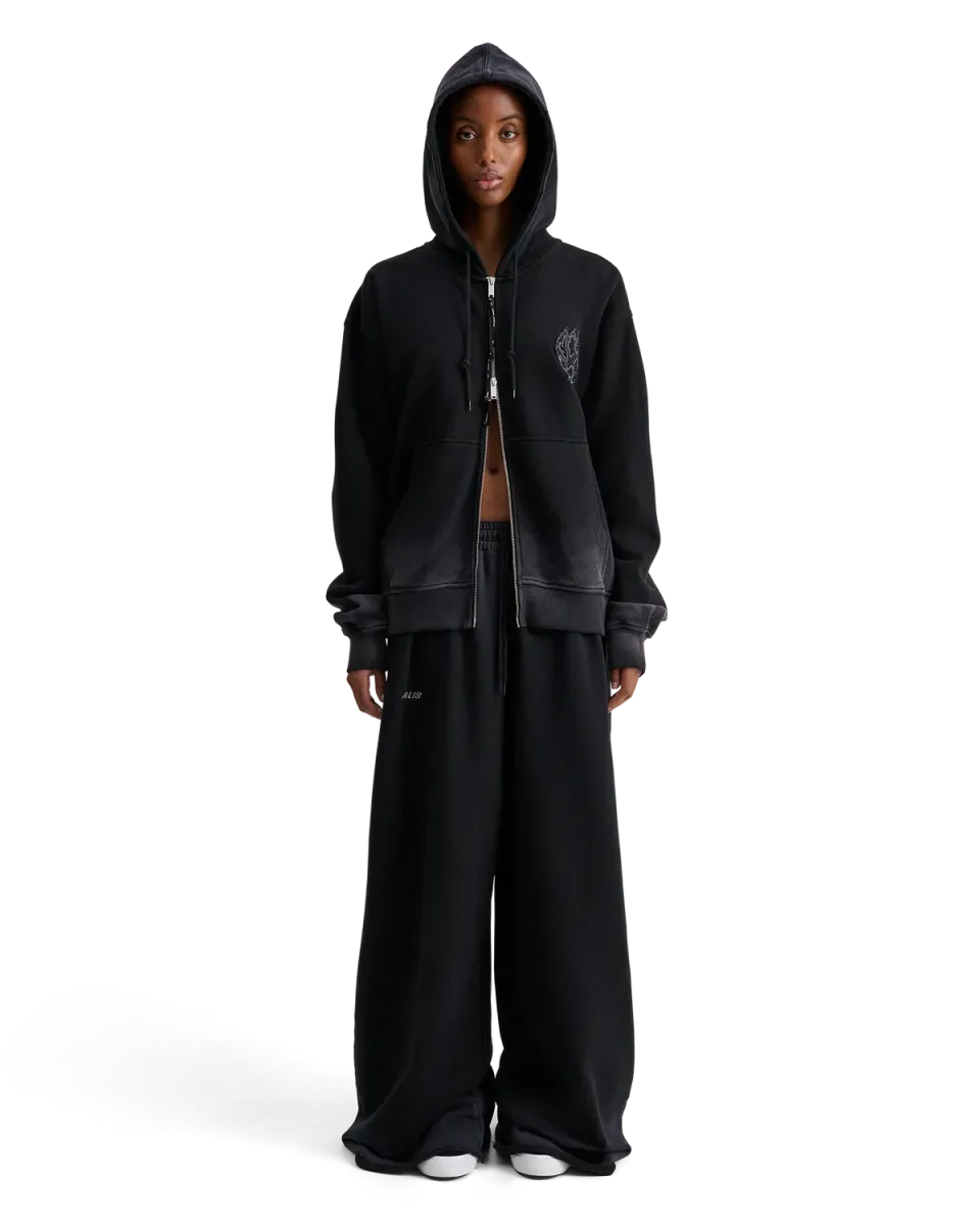 Alis Aaron oversized zip-hættetrøje sort bomuld
