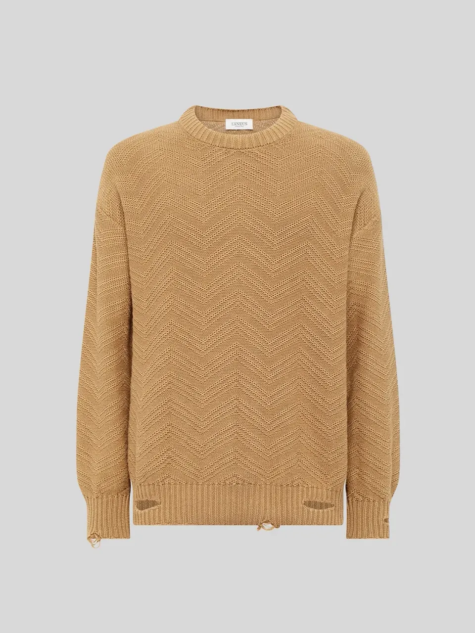 Laneus Chevron sweater camel bomuld herre