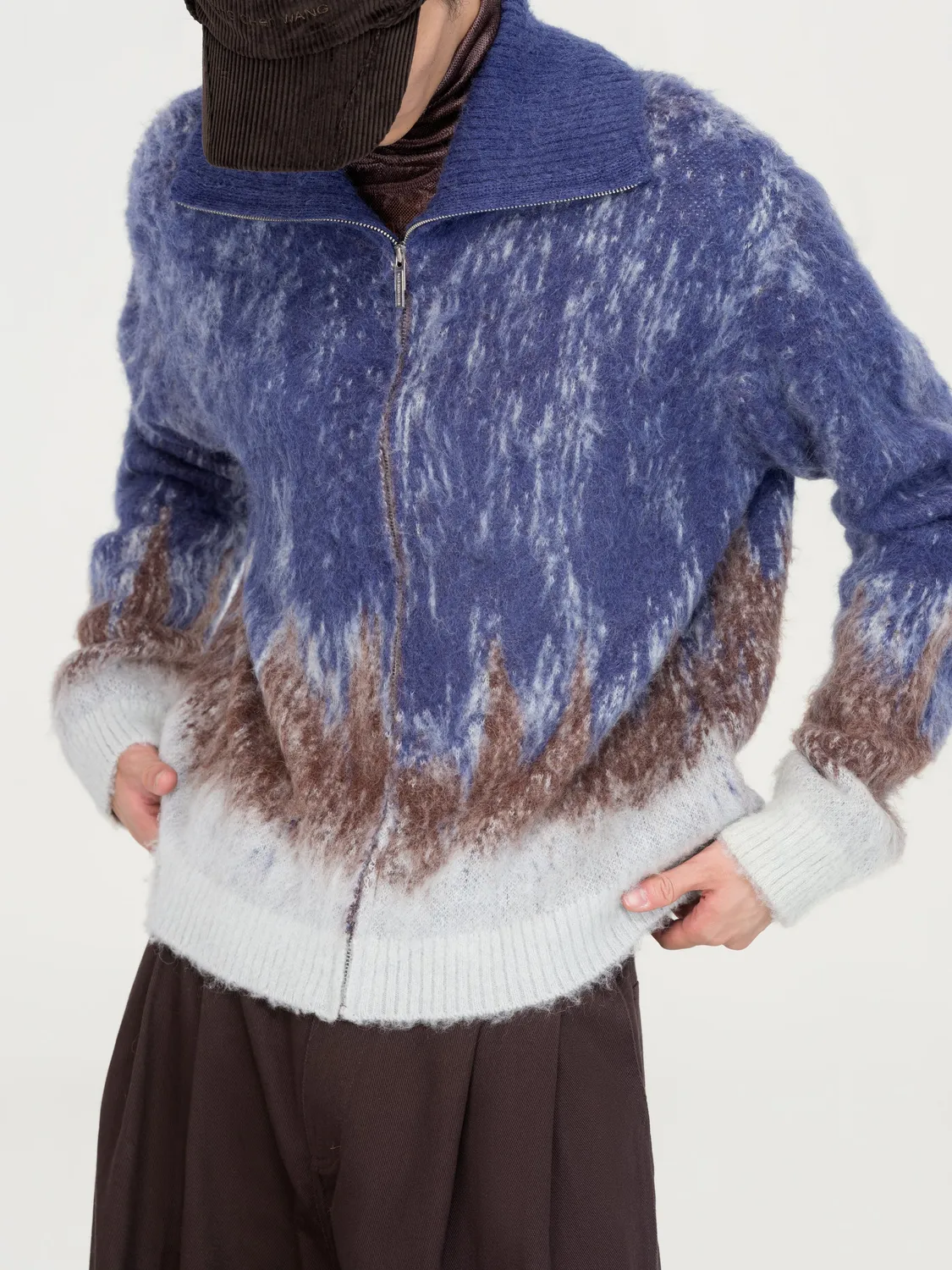Feng Chen Wang Blue-to-Brown gradient cardigan blå-brun