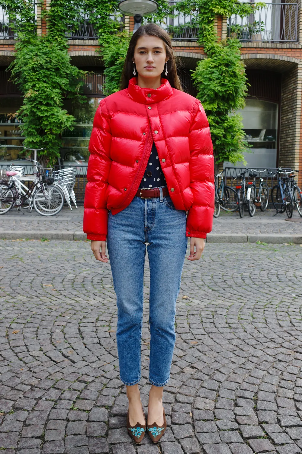 Caro Editions Puffer Nylon Feather Red dynejakke rød