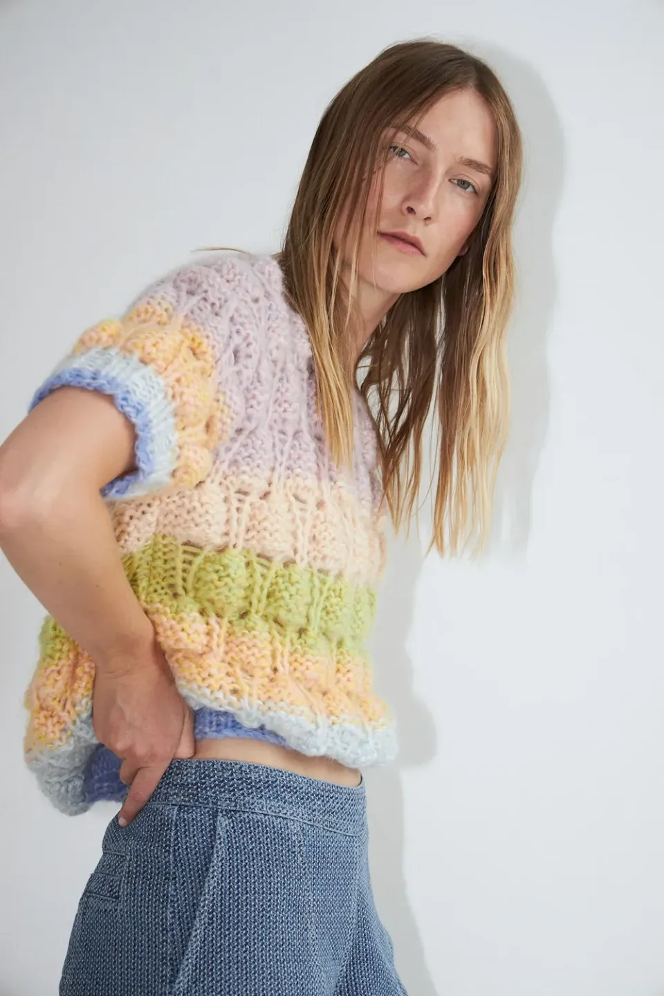 DAWNXDARE Acacia Rainbow strik pistaccio boblemønster