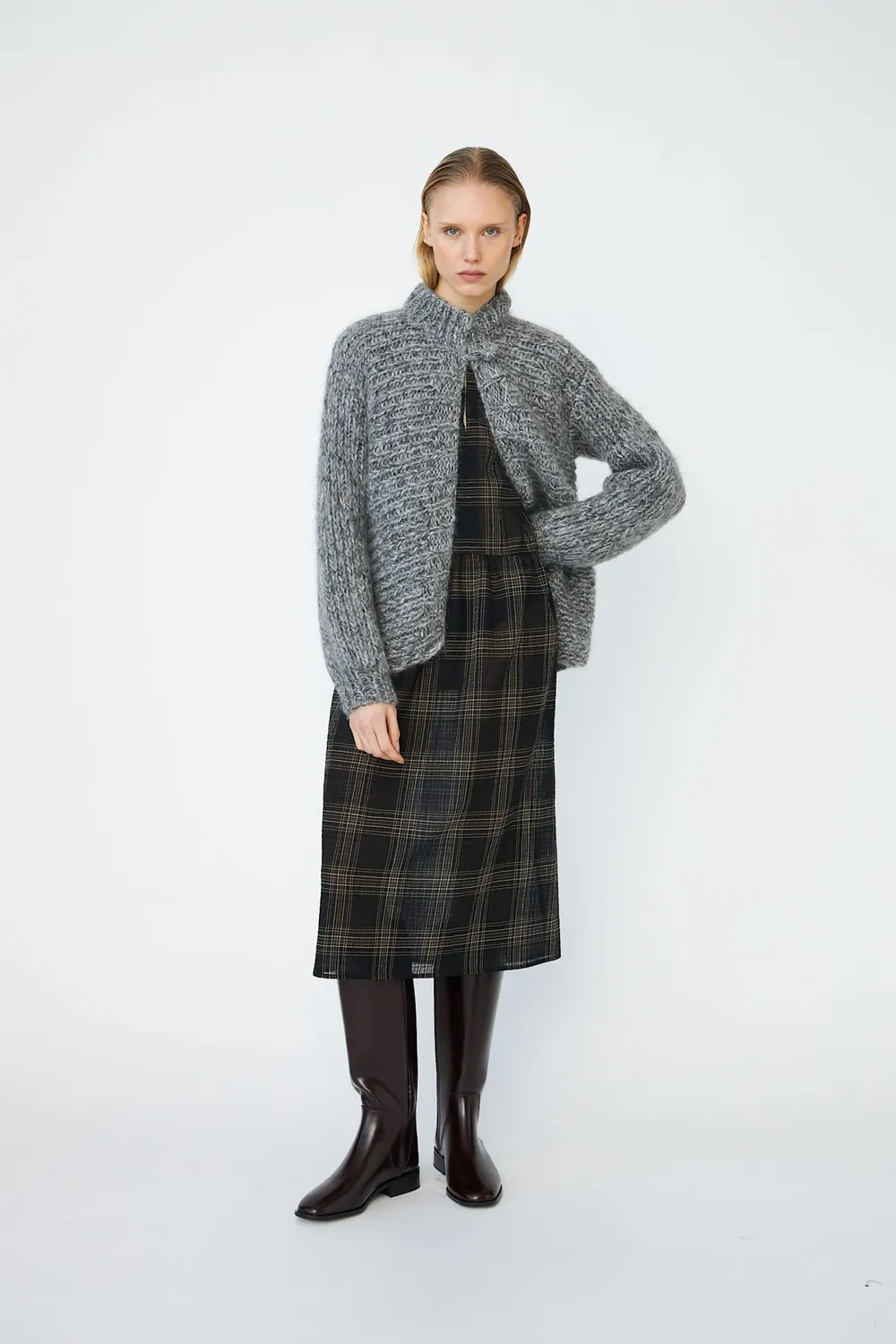 DAWNXDARE BARKER 990 strikcardigan cloud ribstrik