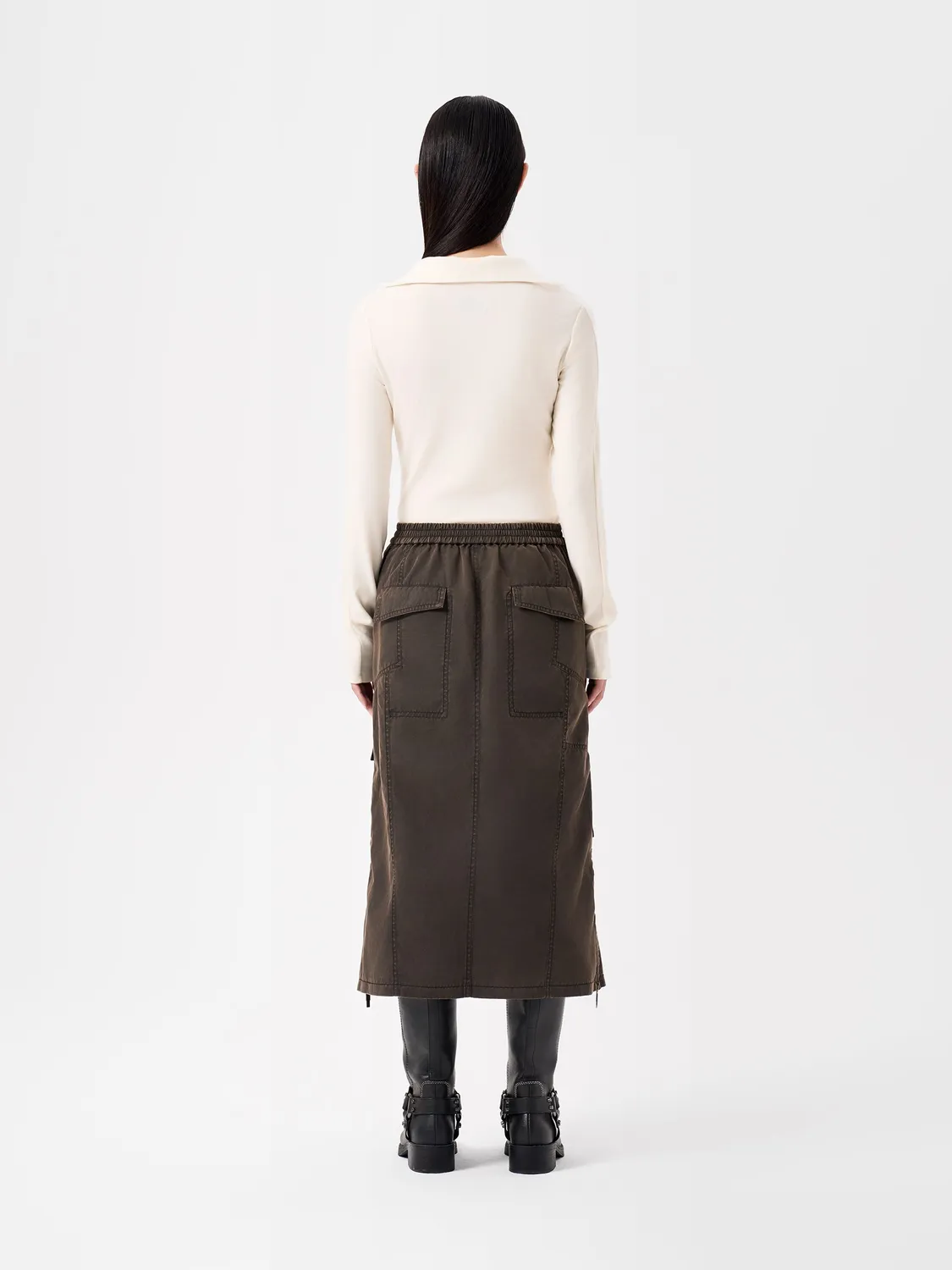 Feng Chen Wang Brown Zip-Up Utility nederdel brun nylon