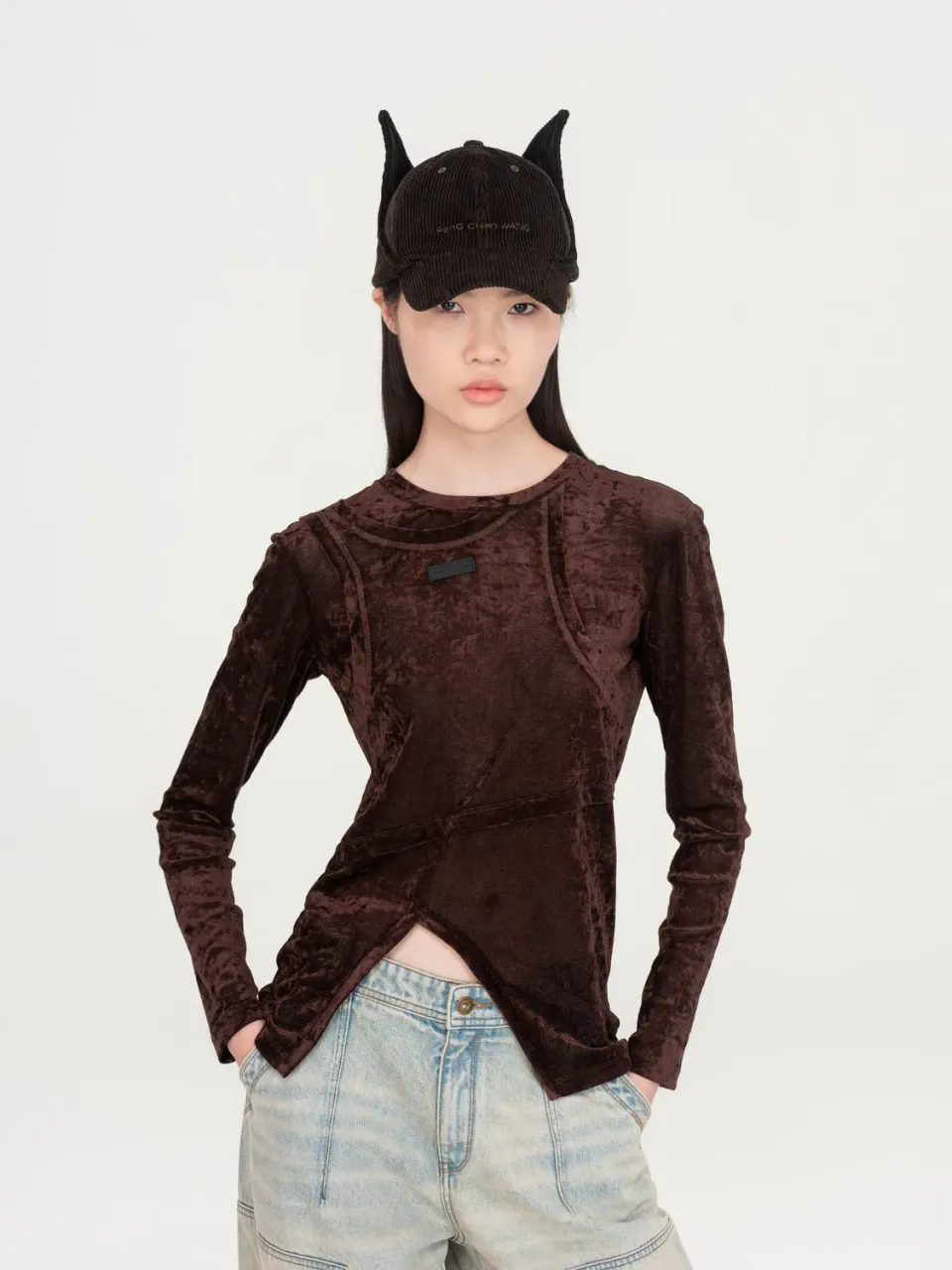 Feng Chen Wang Cat-Ear cap kasket brun onesize