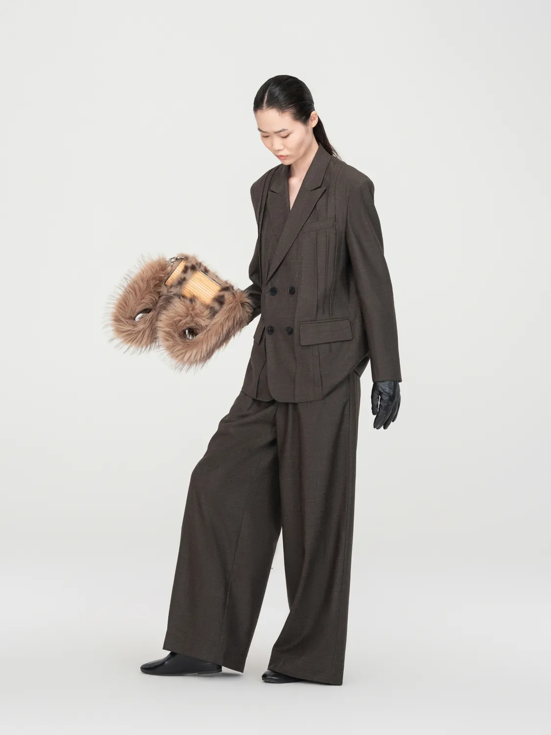 Feng Chen Wang Folding blazer mørkegrøn dobbeltradet