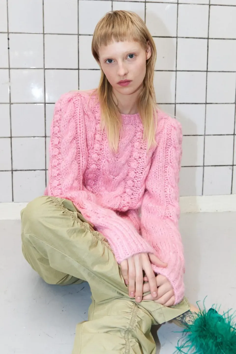 DAWNXDARE FANTINE CABLE 220 striktrøje pink