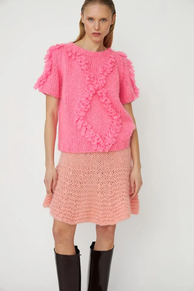 DAWNXDARE Estelle Diamond strikbluse 210 fluo pink