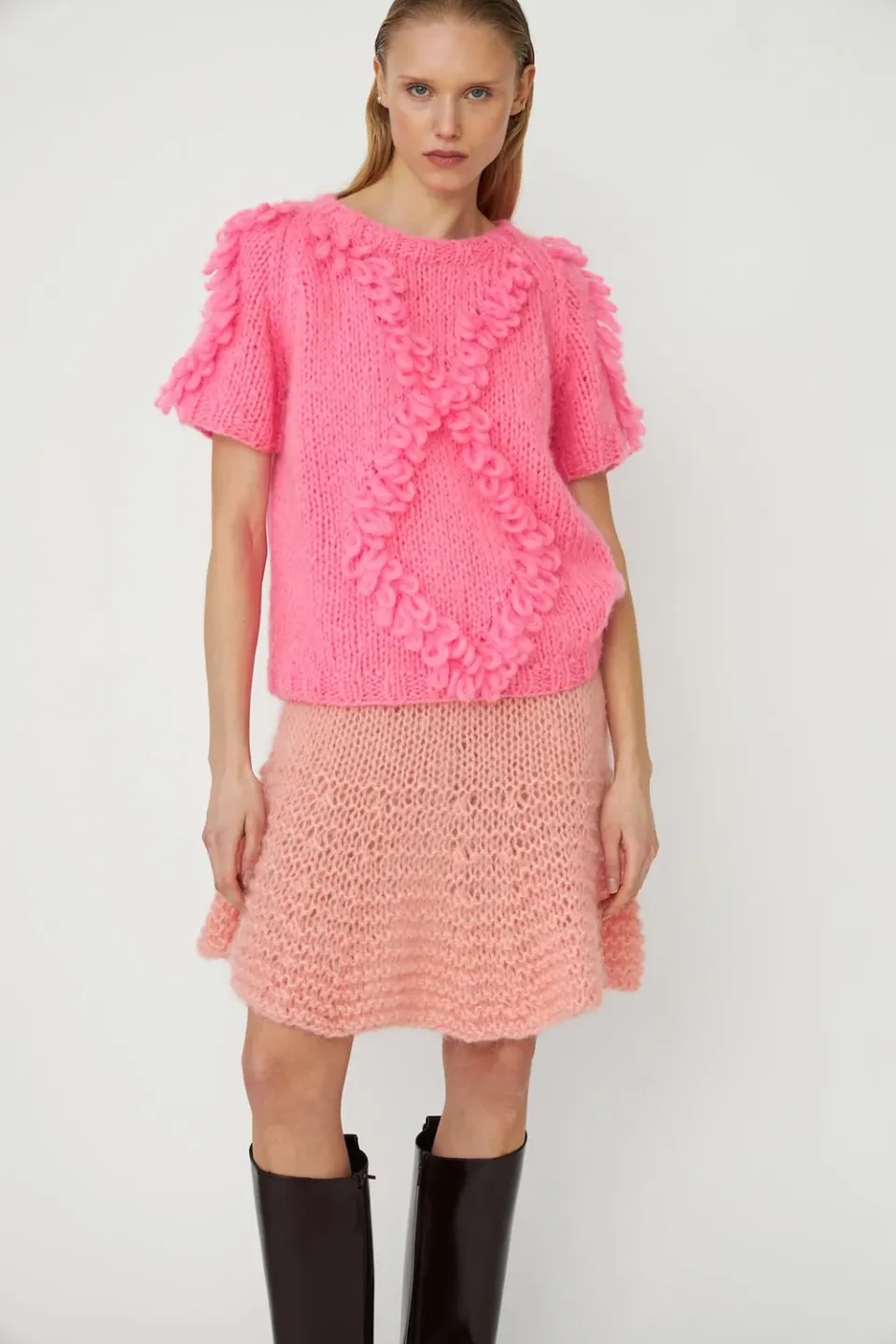 DAWNXDARE Estelle Diamond strikbluse 210 fluo pink
