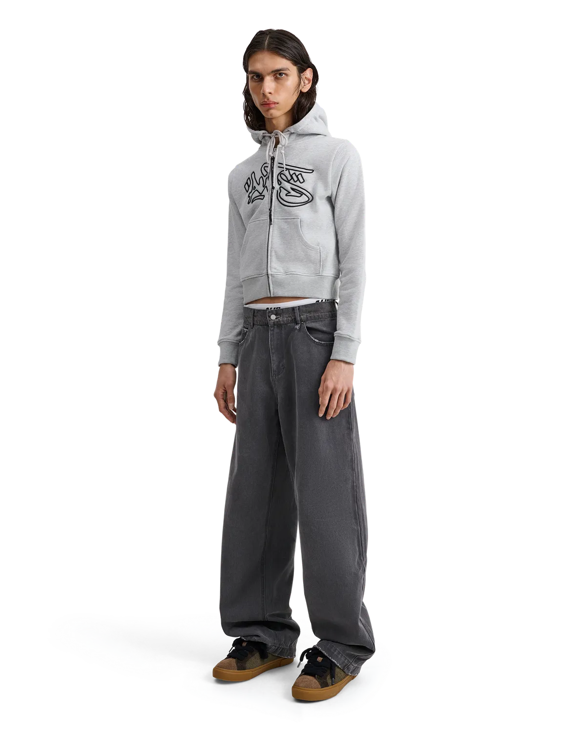 Alis Bam jeans washed grey wide fit bomuld
