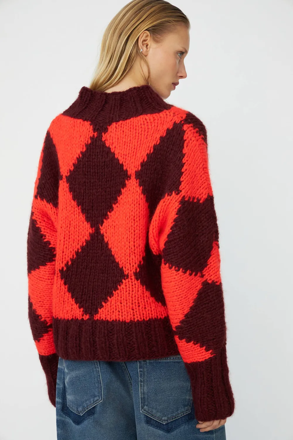 DAWNxDARE Erica Diamond pullover 339 burgundy mohair