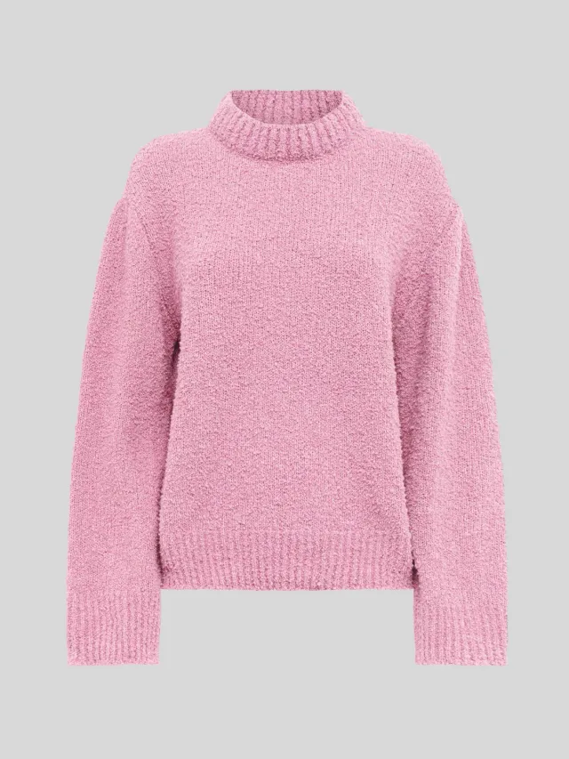 Laneus Boxy Crewneck striktrøje pink uld