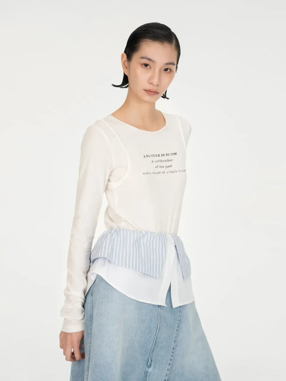 Feng Chen Wang Layered-Look jersey langærmet vintage