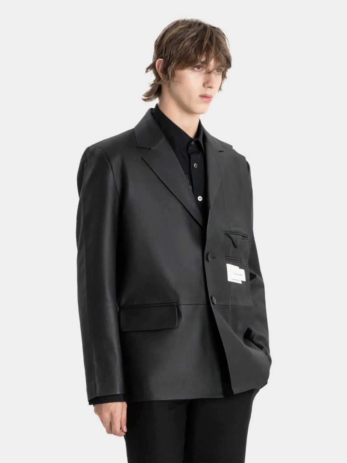 Feng Chen Wang Leather Blazer læderblazer sort