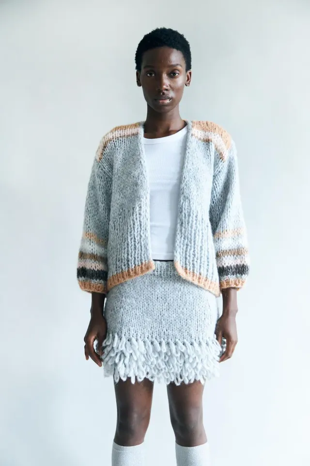 DAWNXDARE Eden 190 Cloud cardigan stribet mohair