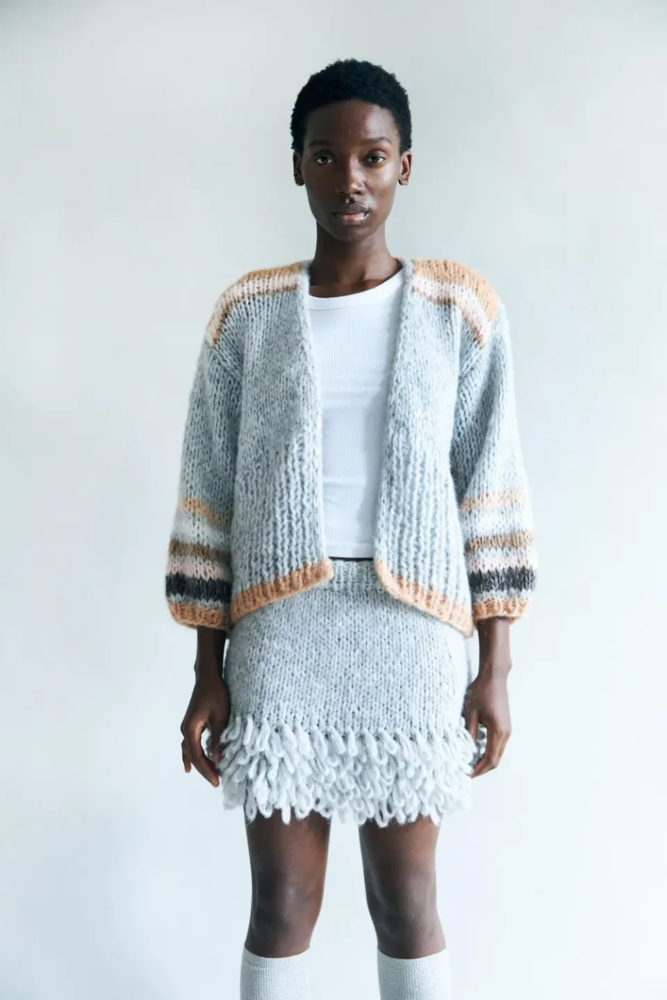 DAWNXDARE Eden 190 Cloud cardigan stribet mohair