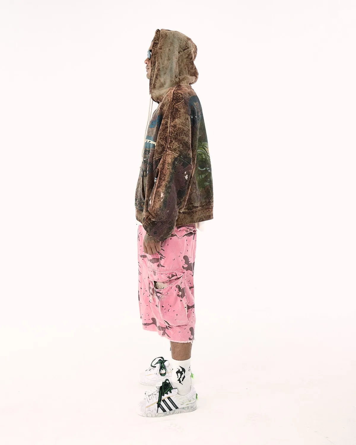 Hellstar HStar Graffiti hoodie brun oversized fleece