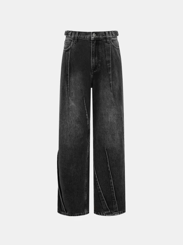 Feng Chen Wang Wide Leg Jeans Vintage Wash Indigo Sort