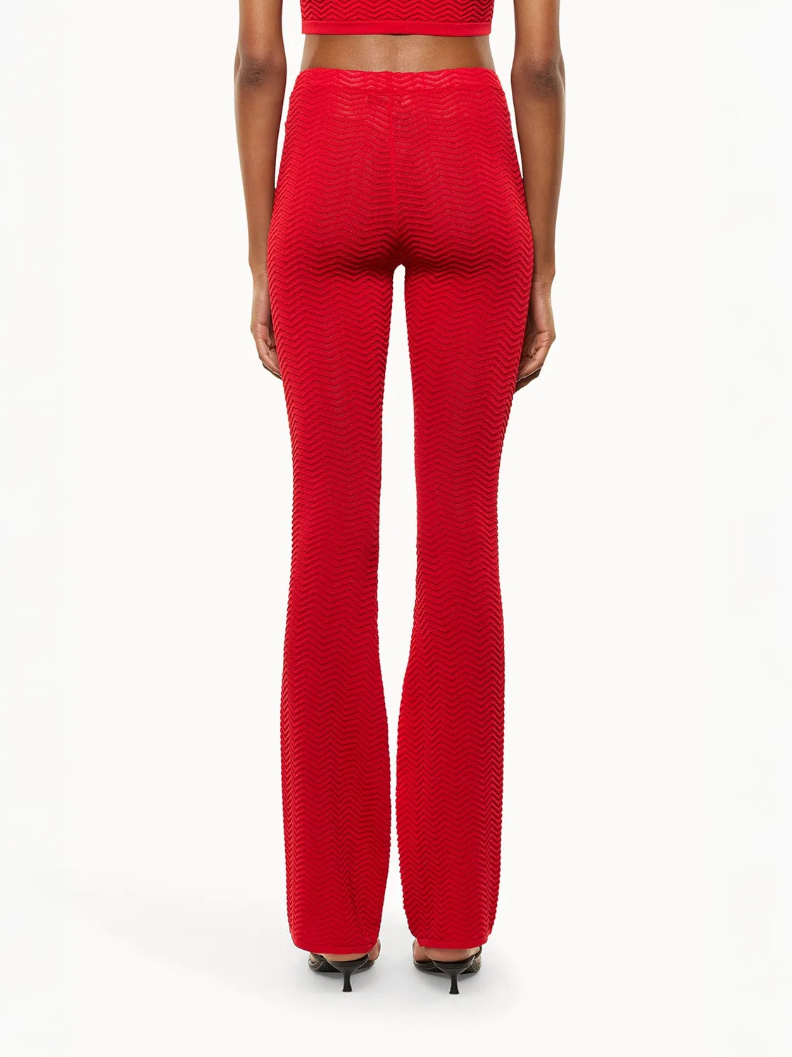Laneus Knitted Leggings strikleggings rød flare viskose