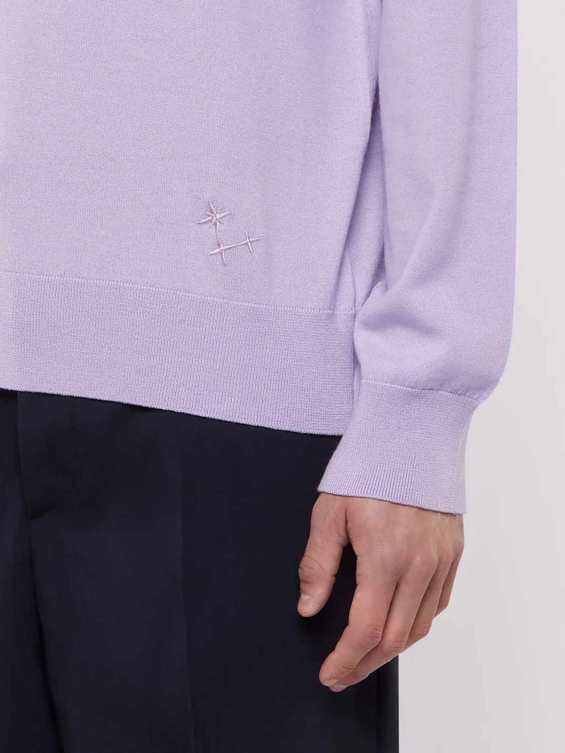 Laneus Merino Wool Crew Neck striktrøje wisteria merinould
