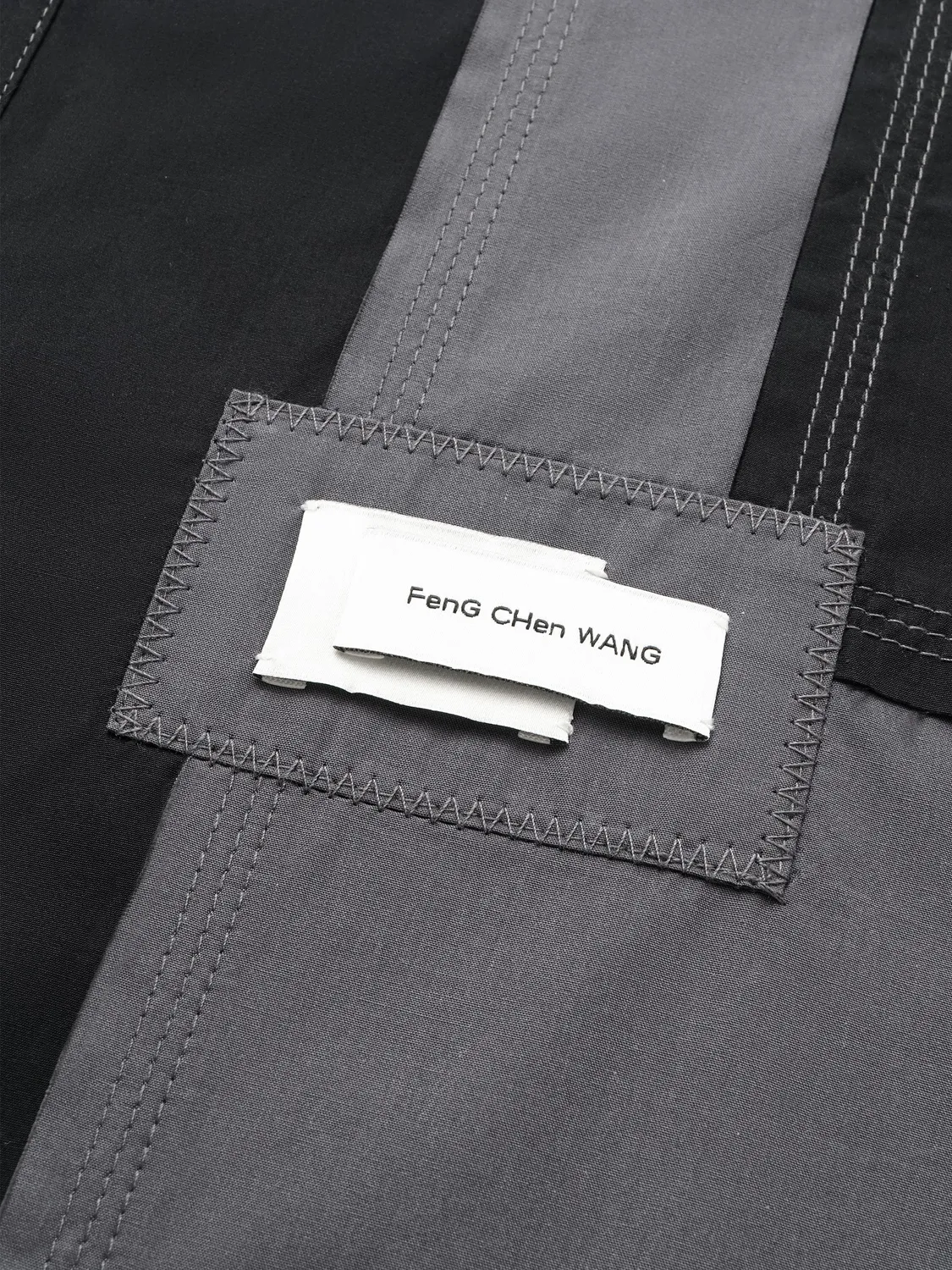 Feng Chen Wang Dark Patchwork skjorte mørk bomuld