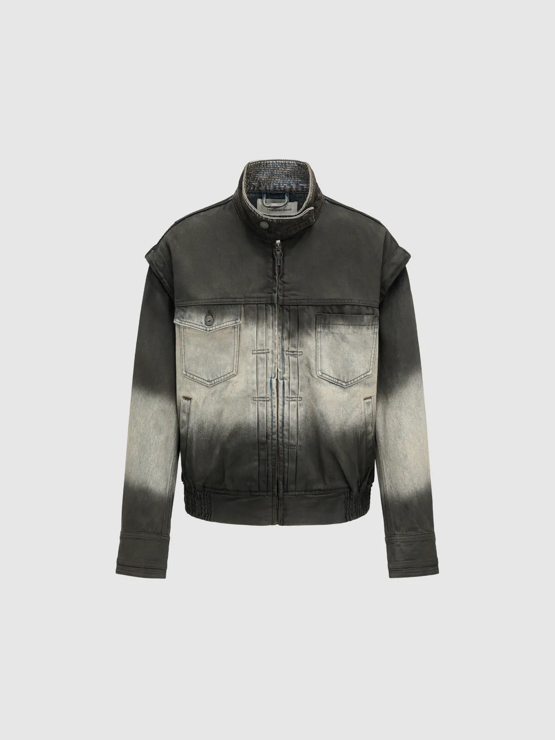 Feng Chen Wang Ombre denimjakke blå-sort cropped