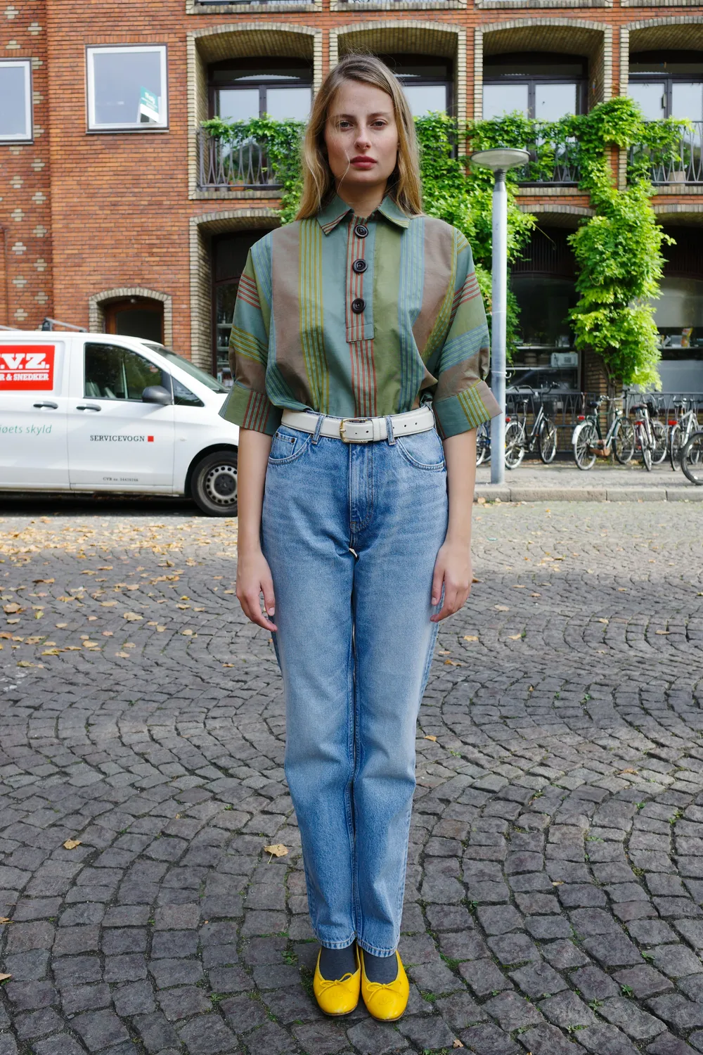 Caro Editions Lisbeth Blouse Green Stripe bluse bomuld