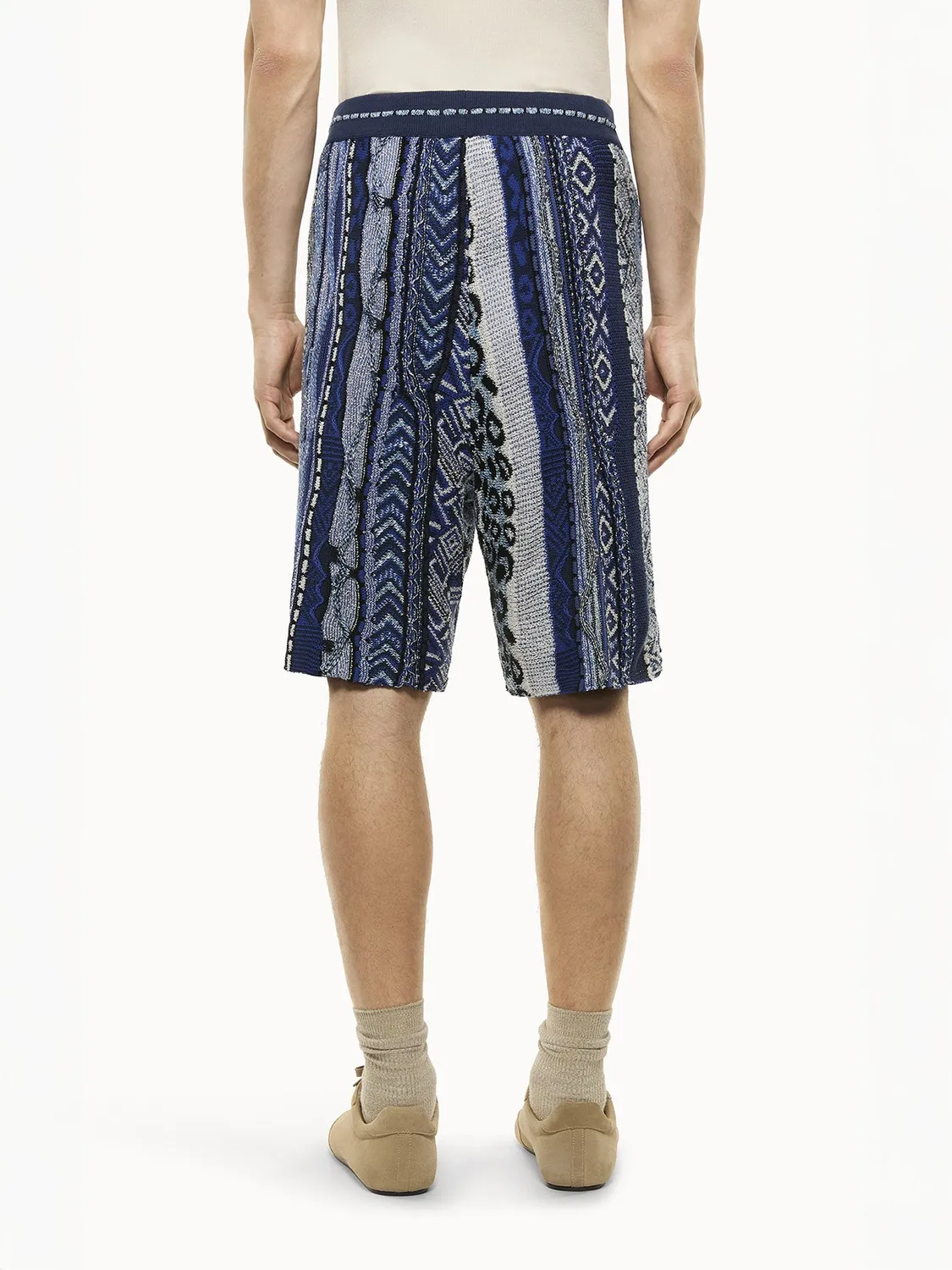 Laneus Multi-Thread Jacquard bermudashorts blå bomuld