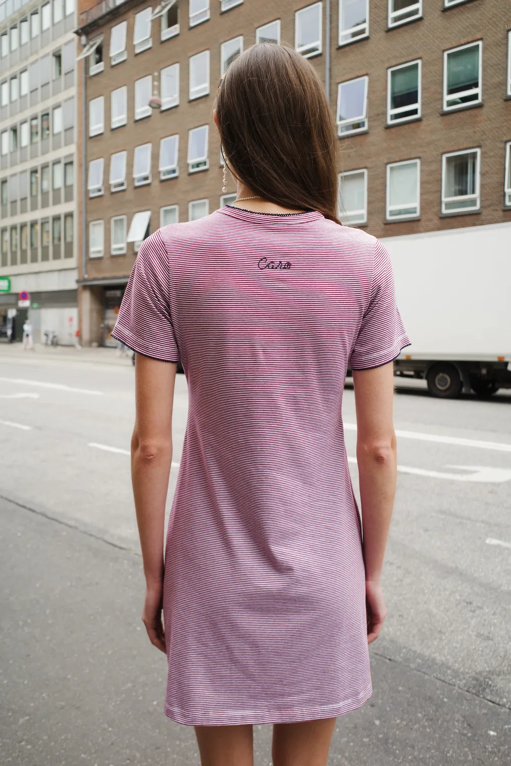 Caro Editions Jersey T-shirt kjole rød stribet