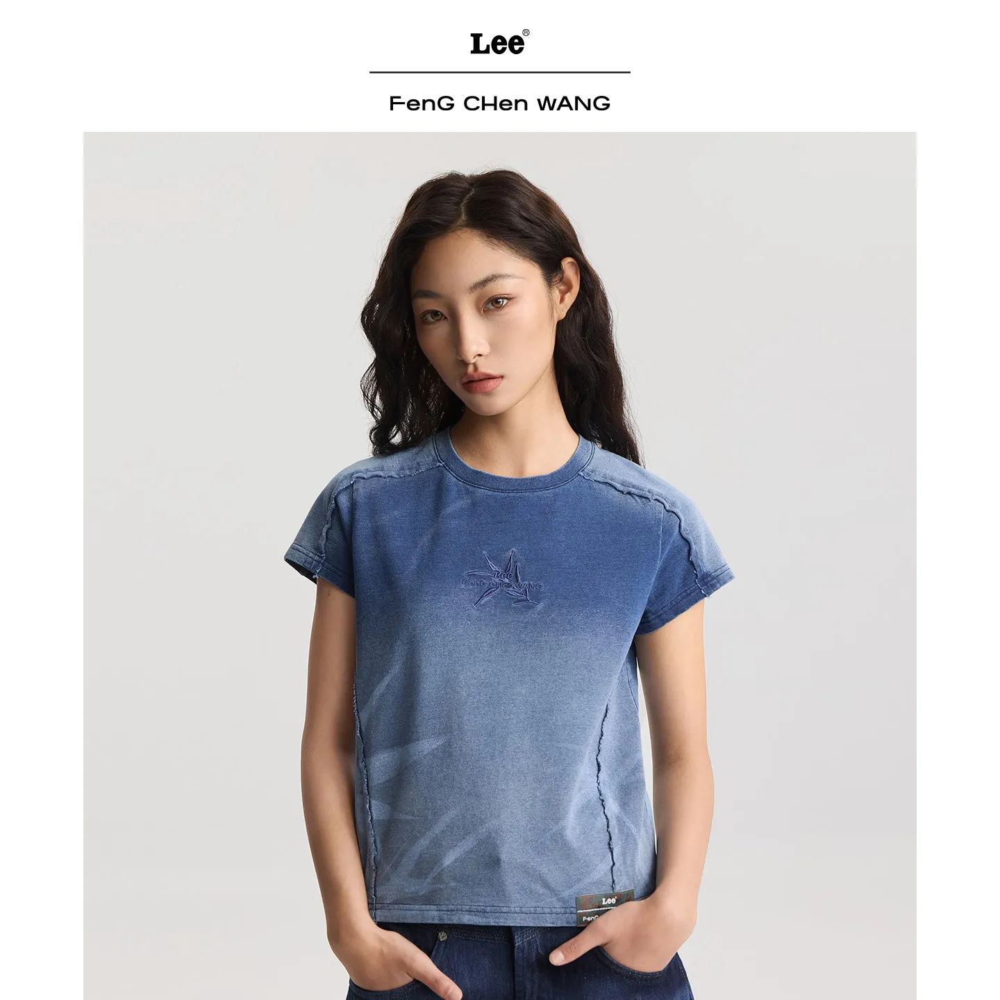 Lee x Feng Chen Wang S/S Tee T-shirt cropped indigo