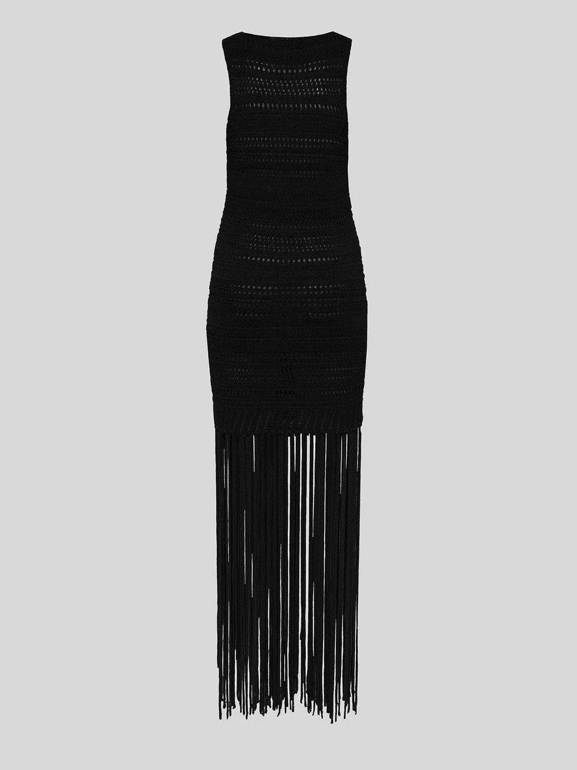 Laneus Fringed Dress kjole sort viskose frynser