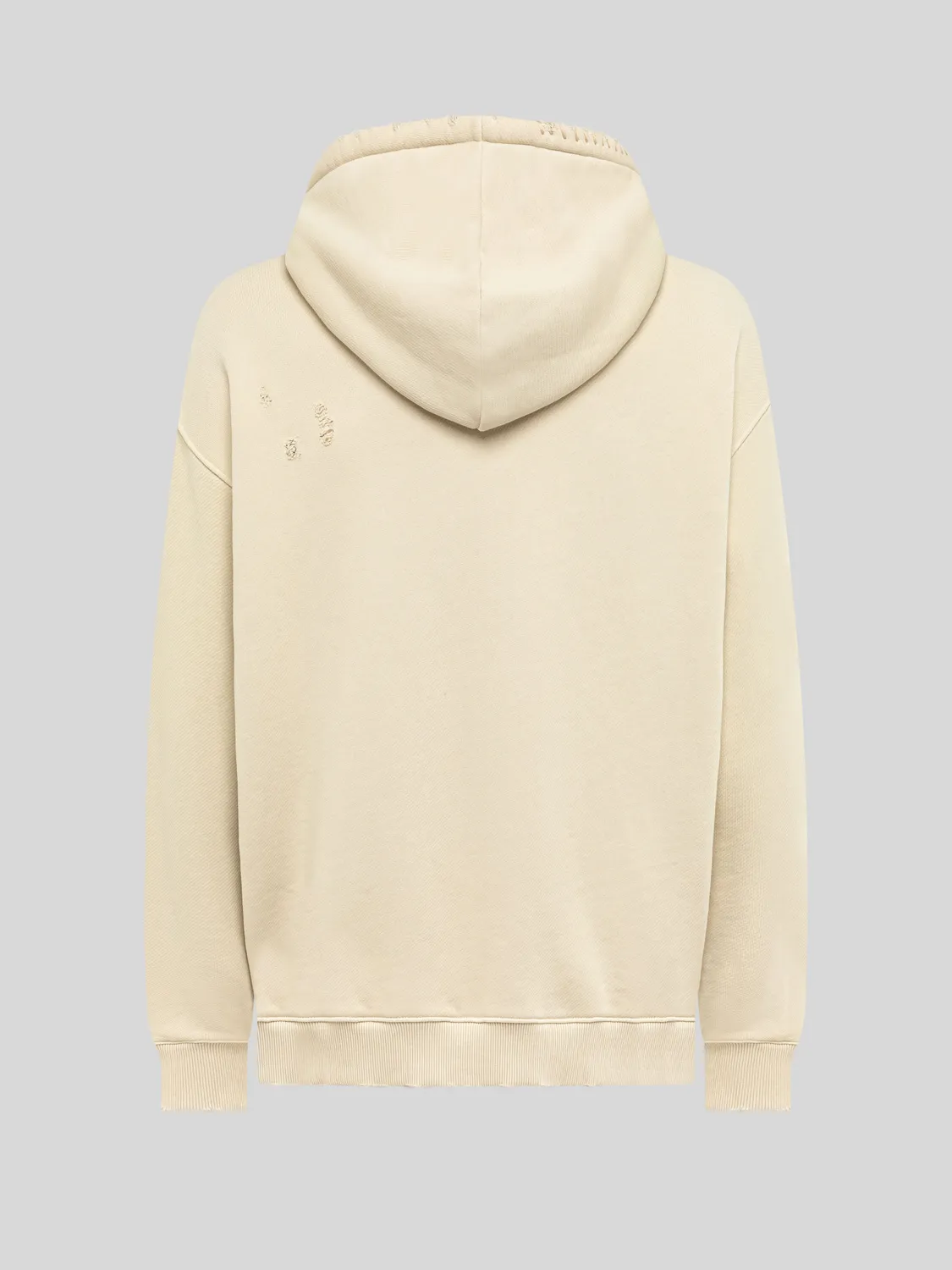Laneus hoodie cream destroyed bomuld