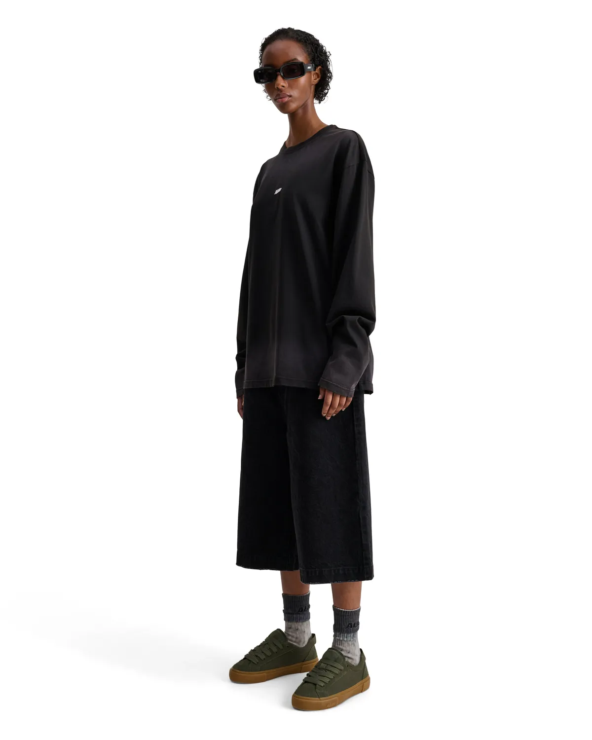 Alis Joshua langærmet T-shirt faded black bomuld