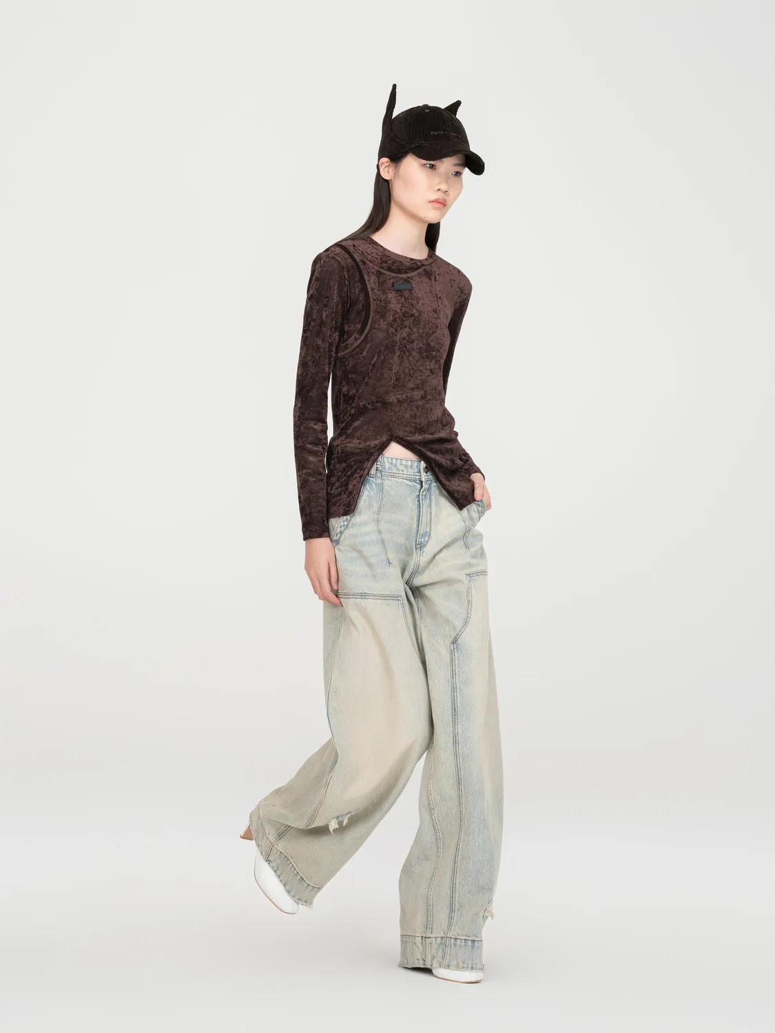 Feng Chen Wang Deconstructed langærmet T-shirt stræk
