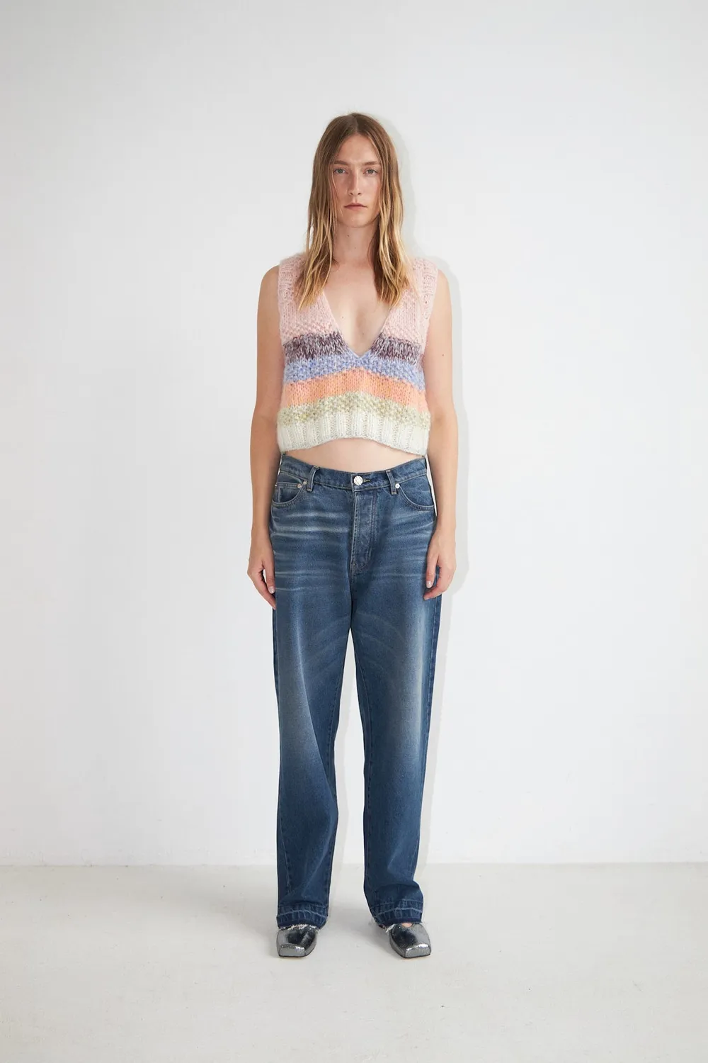 DAWNXDARE GINNY strikvest 820 Pastel Rainbow cropped