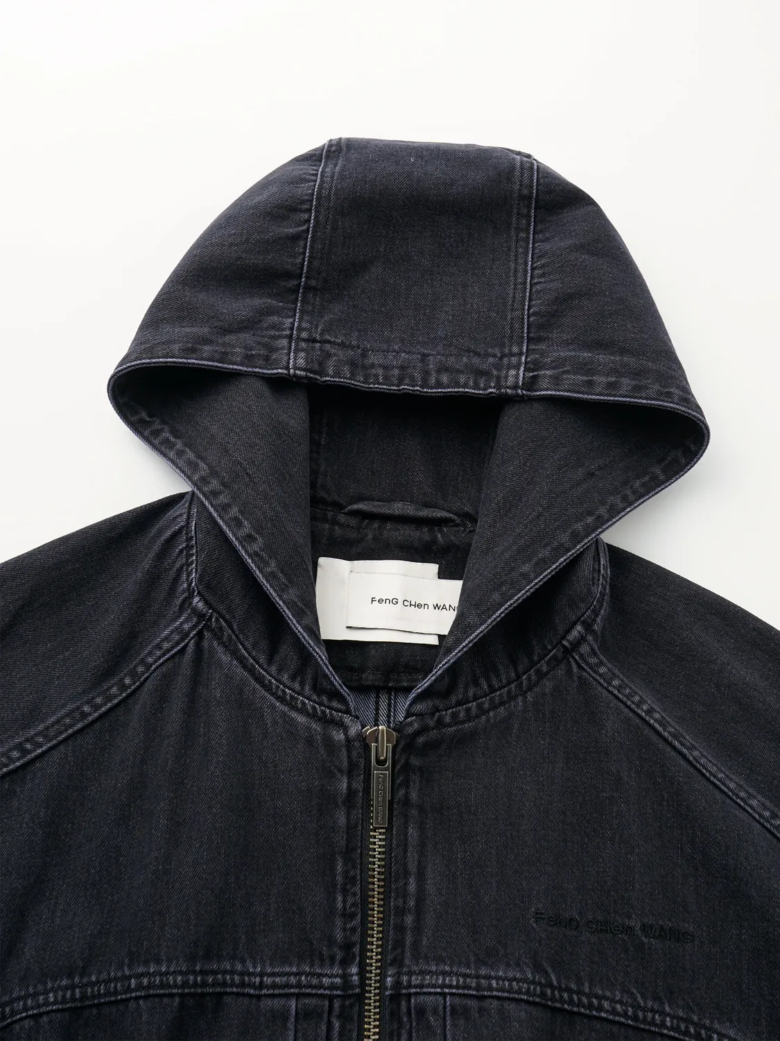Feng Chen Wang Black Purple Gradient Denim Zip-Up jakke hoodie