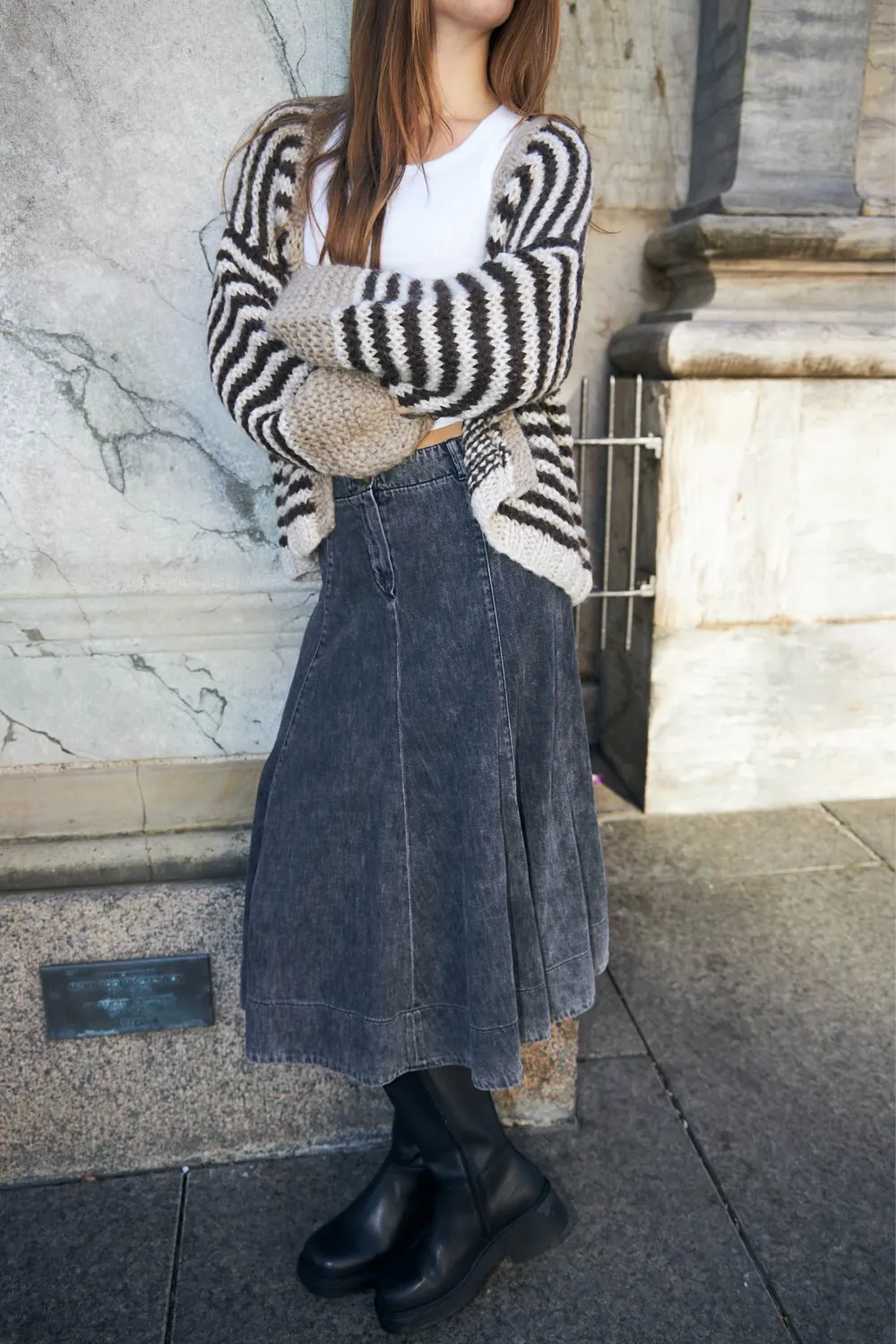 DAWNXDARE Luisa Stripe cardigan 856 Mocca mohair