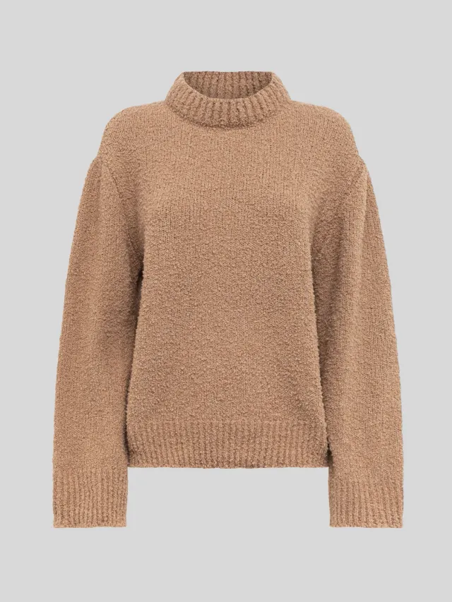 Laneus crew neck strik camel uld boxy