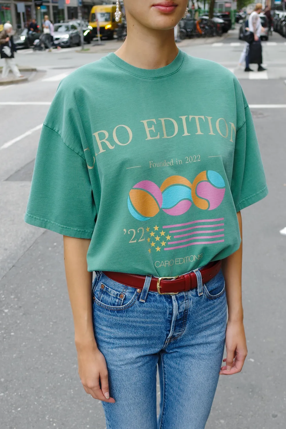 Caro Editions Freddy t-shirt washed green tennis økologisk
