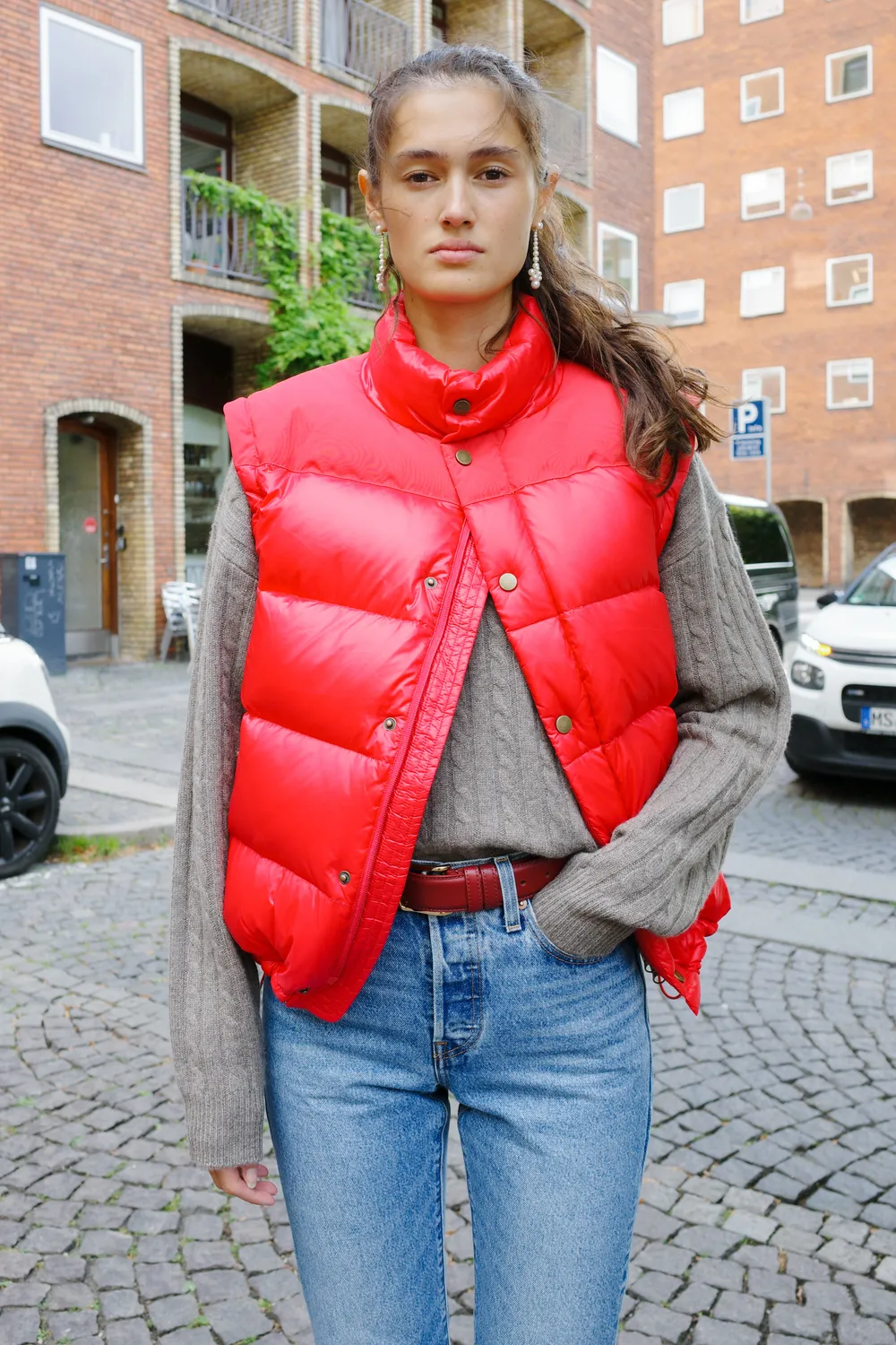 Caro Editions Puffer Nylon Feather Red dynejakke rød