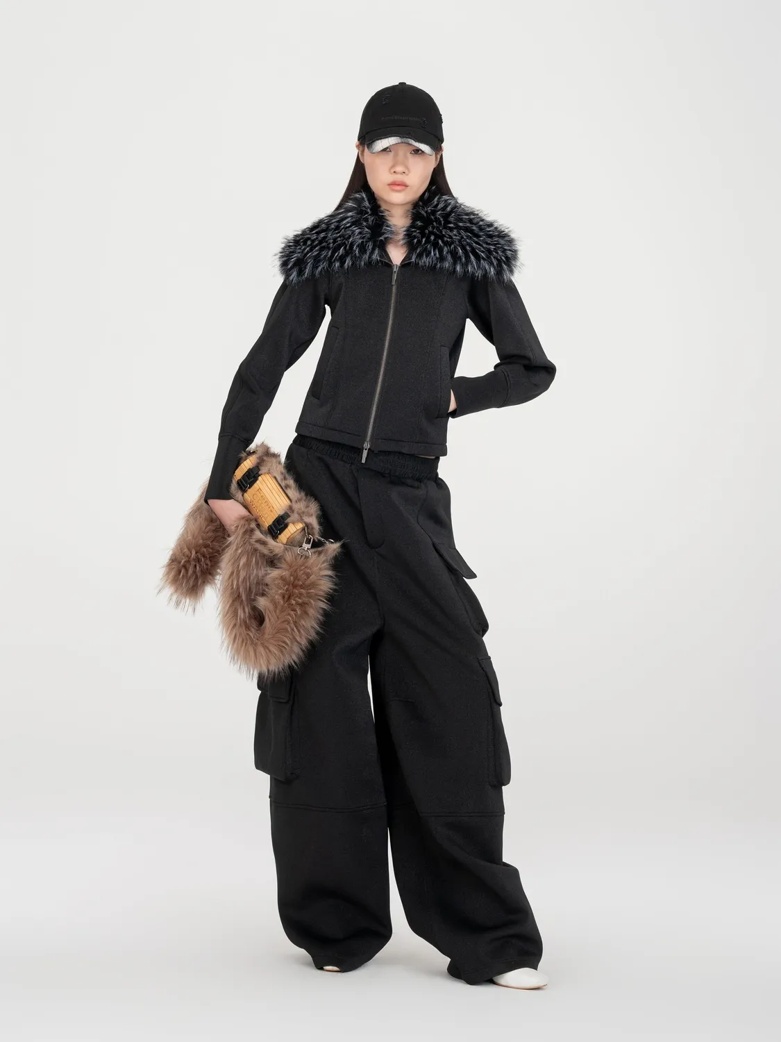 Feng Chen Wang Shimmer bukser sorte med 3D-lommer