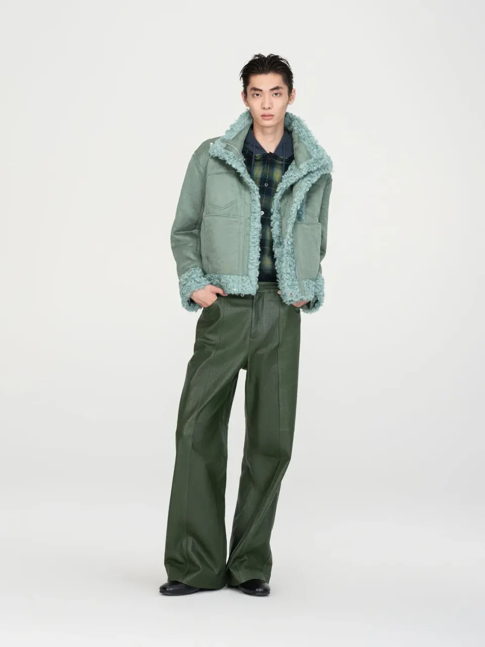 Feng Chen Wang Reversible Faux Shearling jakke grøn
